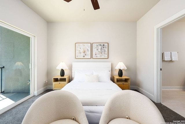 419 Ira Ave Unit 1102, San Antonio, TX 78209 - carpeted bedroom with access to outside and ceiling fan