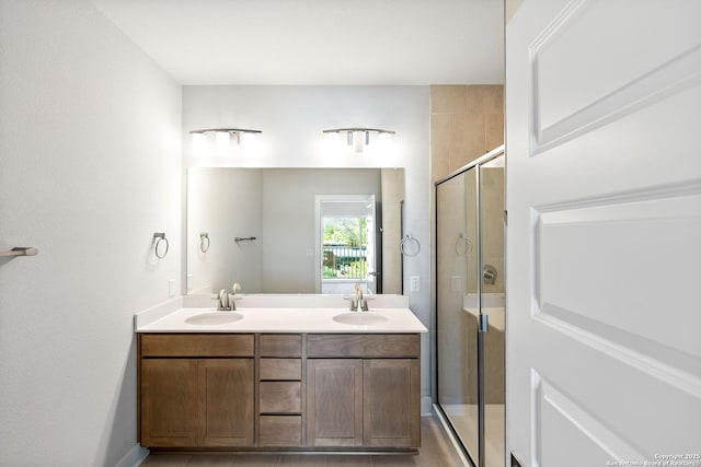419 Ira Ave Unit 2101, San Antonio, TX 78209 - bathroom featuring a shower stall and double vanity