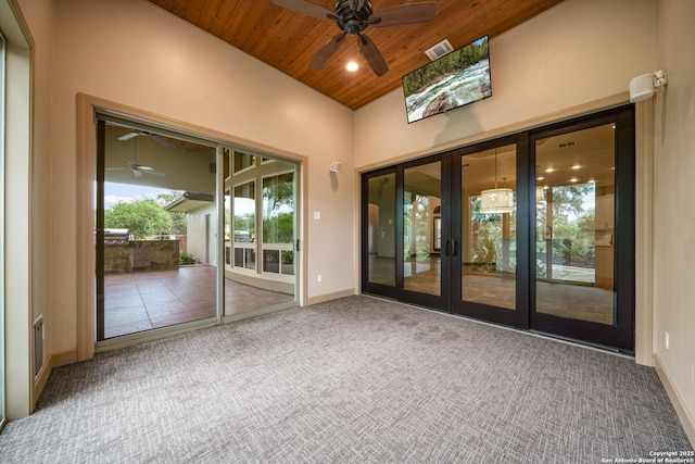 1437 Decanter, New Braunfels, TX 78132 - unfurnished sunroom featuring french doors and lofted ceiling