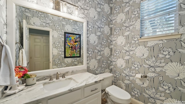 212 Wentworth, Spring Branch, TX 78070 - half bathroom featuring wallpapered walls and vanity