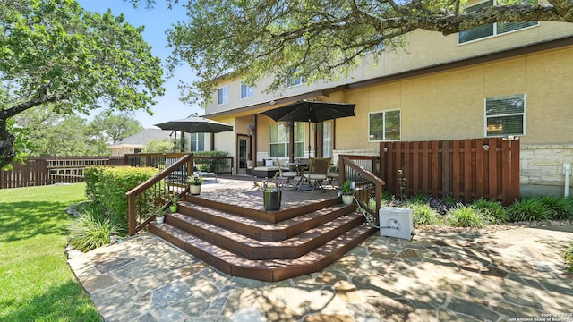 212 Wentworth, Spring Branch, TX 78070 - rear view of property featuring stucco siding and a deck