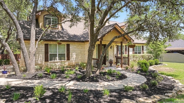 212 Wentworth, Spring Branch, TX 78070 - ranch-style house featuring stone siding and a shingled roof