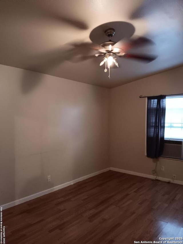 6122 Haven Vly, San Antonio, TX 78242 - empty room featuring dark wood-style floors, ceiling fan, and cooling unit