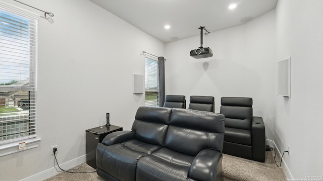 1606 Folk Victorian, New Braunfels, TX 78132 - carpeted home theater featuring healthy amount of natural light and recessed lighting