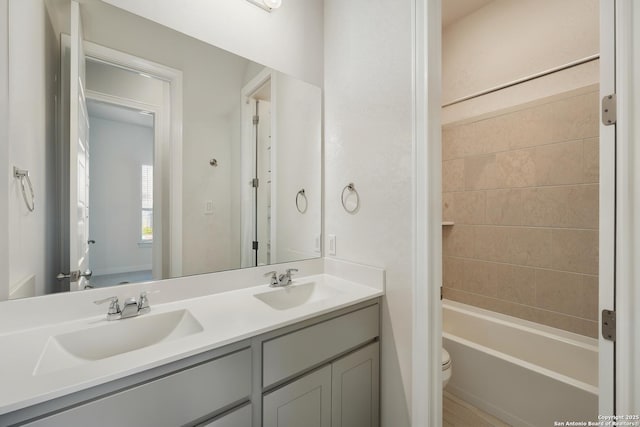 1606 Folk Victorian, New Braunfels, TX 78132 - full bathroom featuring double vanity and shower / bath combination