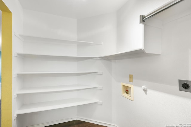 9003 Timber Frk, San Antonio, TX 78250 - laundry room featuring hookup for an electric dryer, hookup for a washing machine, hookup for a gas dryer, and dark wood finished floors