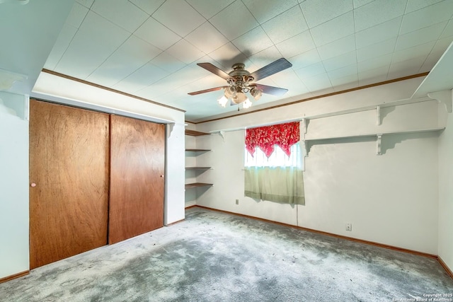 613 Drake Ave, San Antonio, TX 78204 - unfurnished bedroom with carpet flooring, ceiling fan, and a closet