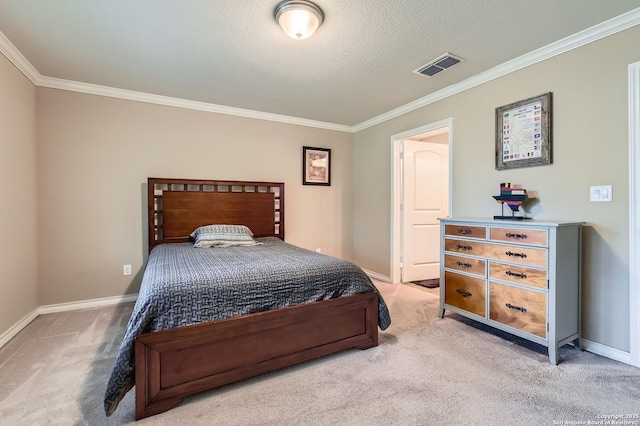 3354 Blossom Row, San Antonio, TX 78253 - carpeted bedroom featuring crown molding and a textured ceiling
