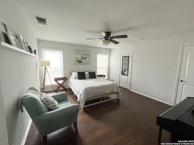 15115 Mission Oaks St, San Antonio, TX 78232 - bedroom featuring dark wood-style floors and a ceiling fan