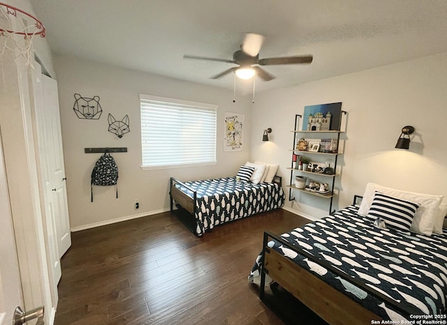 15115 Mission Oaks St, San Antonio, TX 78232 - bedroom featuring wood-type flooring and ceiling fan