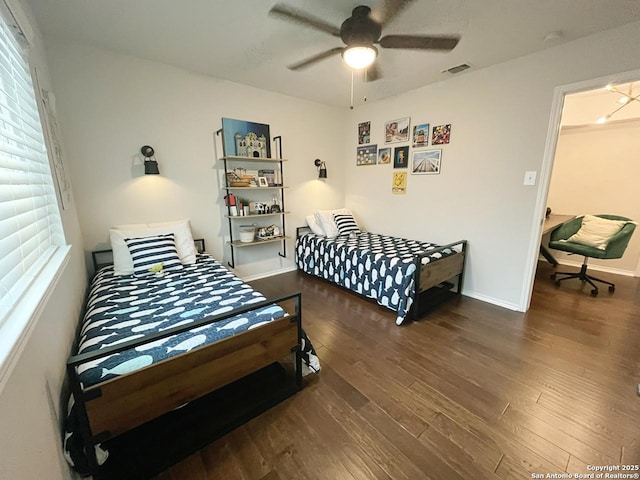 15115 Mission Oaks St, San Antonio, TX 78232 - bedroom with wood finished floors and ceiling fan