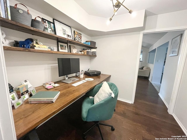 15115 Mission Oaks St, San Antonio, TX 78232 - office with dark wood-style floors and built in study area