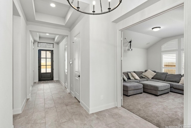 2905 Harvest Moon, Seguin, TX 78155 - foyer entrance featuring a chandelier and lofted ceiling