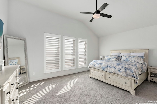 2905 Harvest Moon, Seguin, TX 78155 - bedroom with vaulted ceiling, carpet, and a ceiling fan