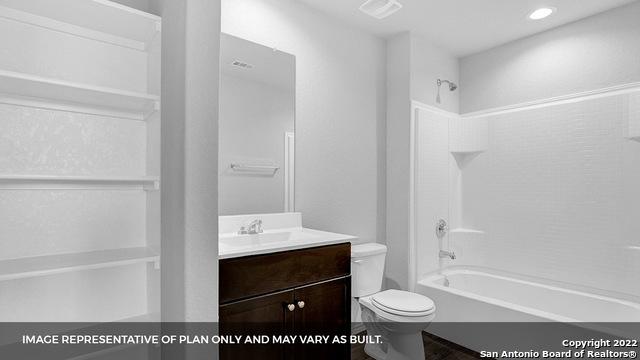 21039 Watercourse Way, San Antonio, TX 78266 - full bathroom with vanity and bathtub / shower combination