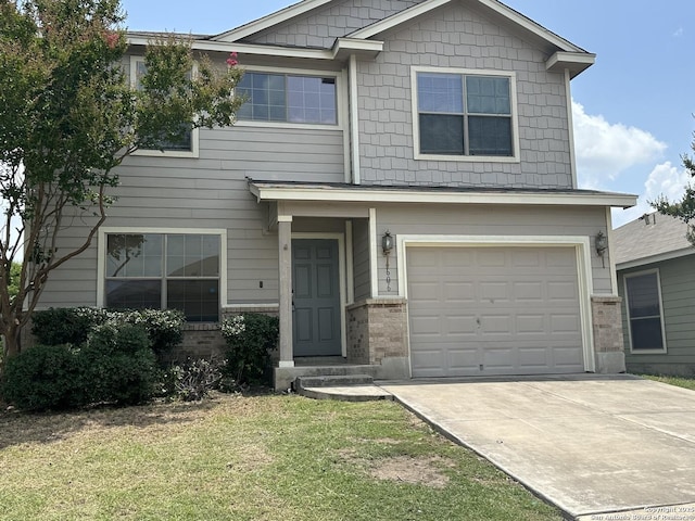 4606 Gambels Quail, Converse, TX 78109 - view of front of home with brick siding, an attached garage, a front lawn, and driveway