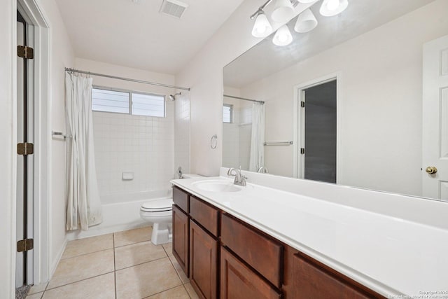 519 Catanbo, San Antonio, TX 78258 - bathroom featuring vanity, shower / bath combination with curtain, and tile patterned flooring