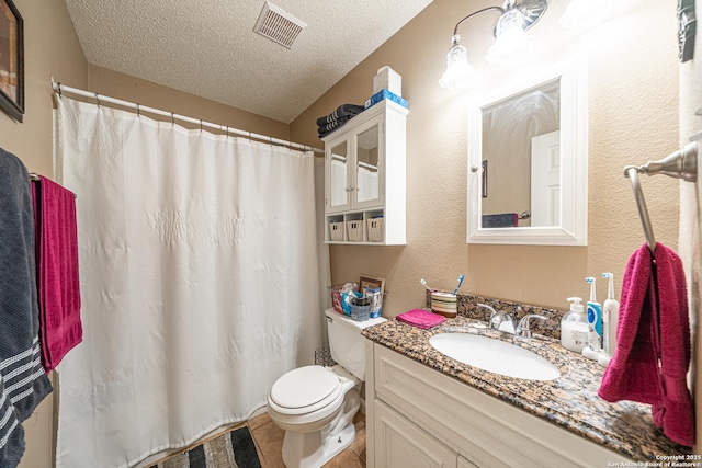 11002 Stagwood Pass, San Antonio, TX 78254 - full bath with vanity, a textured ceiling, and a shower with curtain