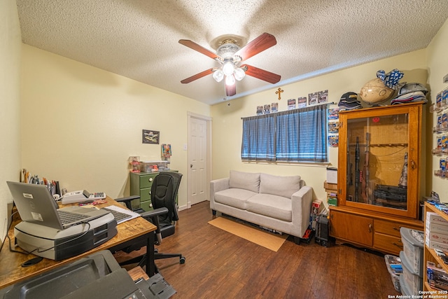 11002 Stagwood Pass, San Antonio, TX 78254 - office space featuring ceiling fan, wood finished floors, and a textured ceiling