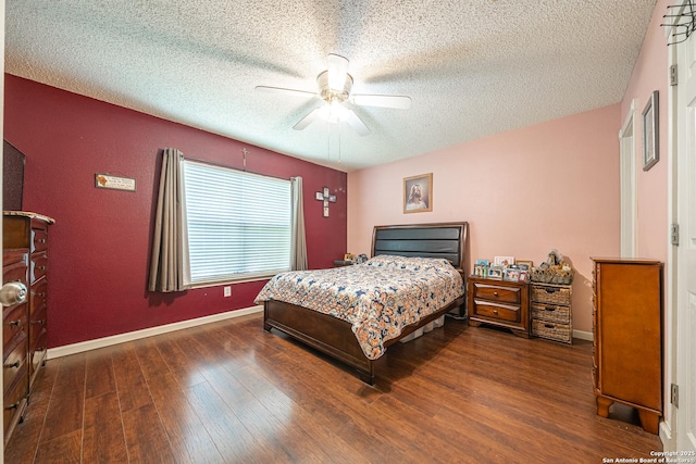 11002 Stagwood Pass, San Antonio, TX 78254 - bedroom featuring a textured ceiling, wood finished floors, and ceiling fan