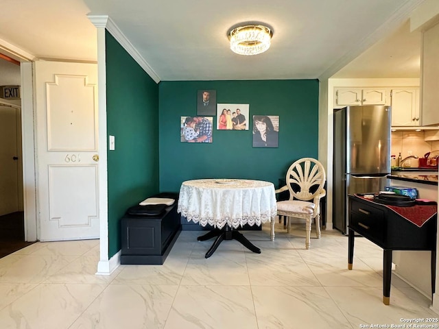 7039 San Pedro Ave Unit 601, San Antonio, TX 78216 - dining room with light marble finish floors and ornamental molding