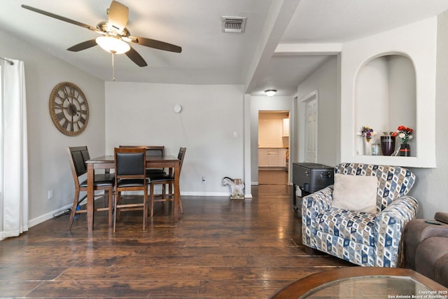 802 Poinsettia, San Antonio, TX 78202 - dining area featuring ceiling fan and wood finished floors