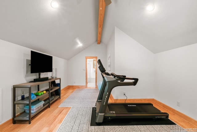 217 Alta, San Antonio, TX 78209 - exercise area with wood finished floors and lofted ceiling