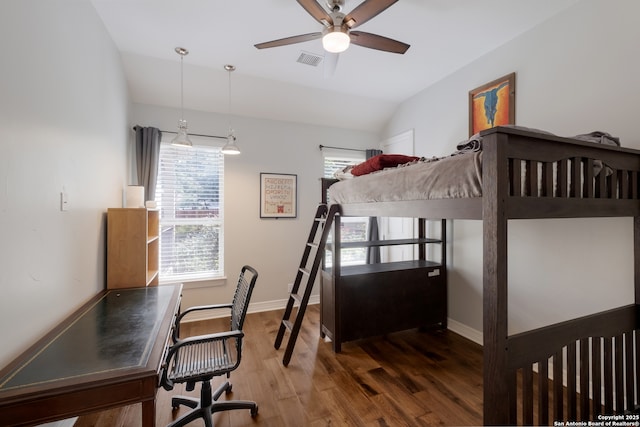 26130 Sunny Mdw, San Antonio, TX 78260 - bedroom with vaulted ceiling, wood finished floors, and a desk