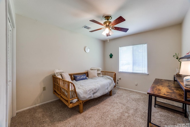 16507 Willow Run, San Antonio, TX 78247 - bedroom with carpet floors and a ceiling fan