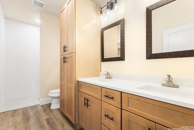 302 Riley Way, Kerrville, TX 78028 - full bath featuring double vanity, wood finished floors, and tiled shower