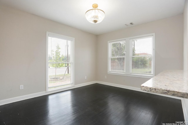 1002 Kampmann Blvd, San Antonio, TX 78201 - unfurnished room with plenty of natural light, dark wood finished floors, and a chandelier