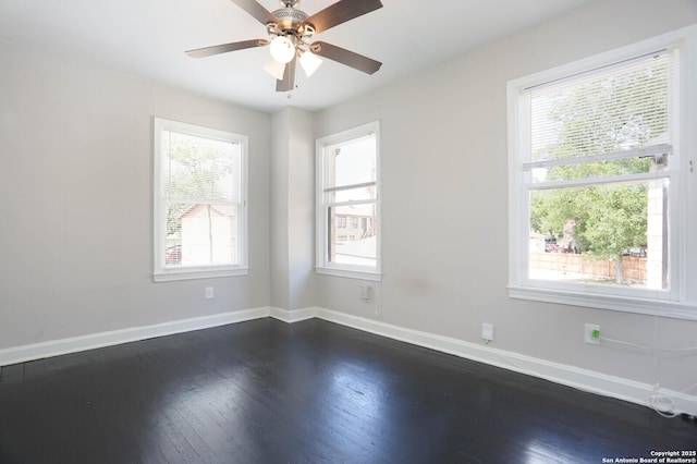 1002 Kampmann Blvd, San Antonio, TX 78201 - empty room with dark wood-style floors and a ceiling fan