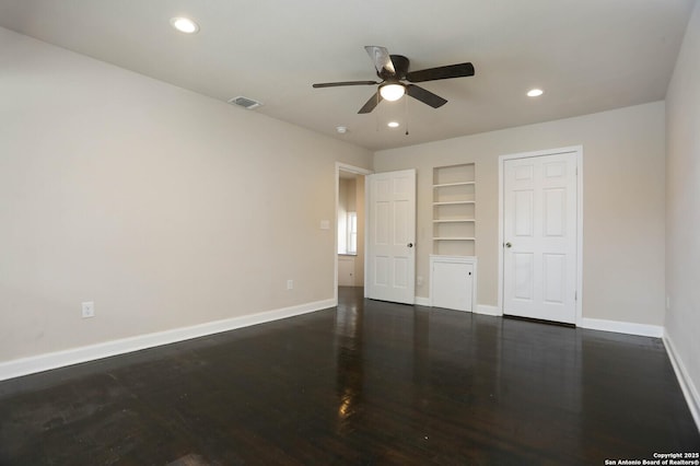 1002 Kampmann Blvd, San Antonio, TX 78201 - unfurnished bedroom featuring recessed lighting, dark wood-style floors, and a ceiling fan