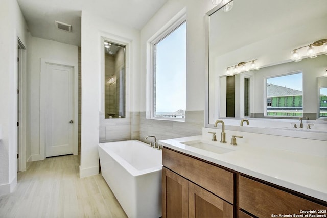 228 Dulce Vis, Boerne, TX 78006 - bathroom with a soaking tub and vanity