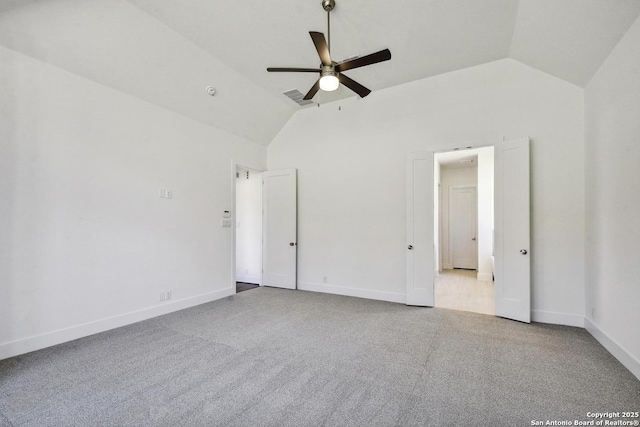 228 Dulce Vis, Boerne, TX 78006 - unfurnished bedroom with lofted ceiling, carpet flooring, and a ceiling fan
