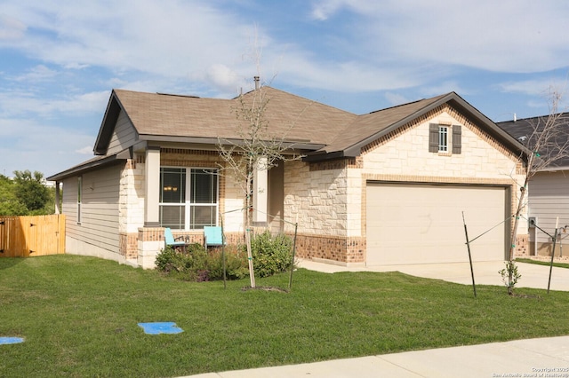 179 Kayla, San Antonio, TX 78253 - view of front of house featuring driveway, an attached garage, stone siding, and a shingled roof