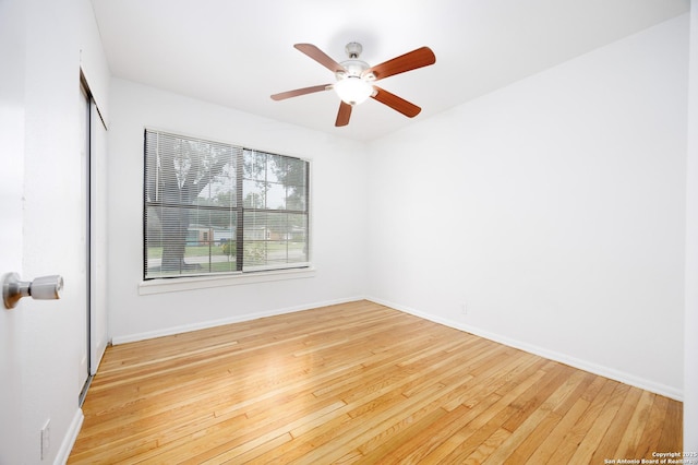 251 Serna, San Antonio, TX 78218 - empty room featuring hardwood / wood-style floors and ceiling fan