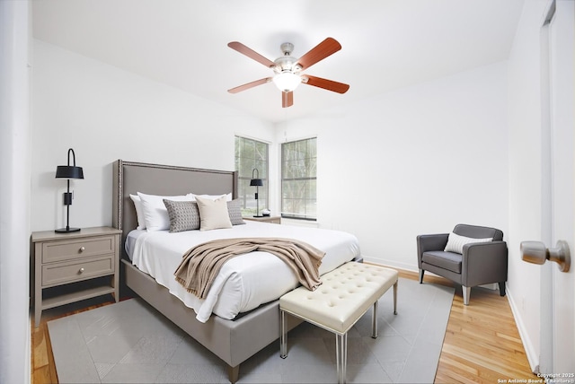 251 Serna, San Antonio, TX 78218 - bedroom featuring light wood-style floors and ceiling fan