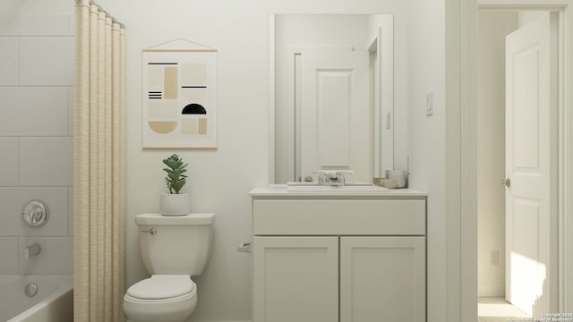 8960 San Carlos, Seguin, TX 78155 - full bathroom featuring vanity and shower / tub combo with curtain