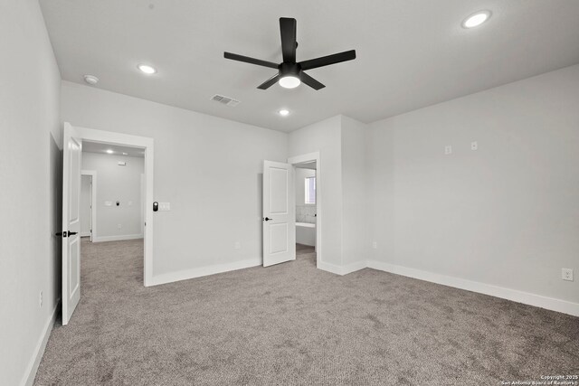 10706 Pharaoh Run, San Antonio, TX 78254 - unfurnished bedroom with carpet flooring, recessed lighting, and a ceiling fan