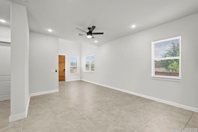 10706 Pharaoh Run, San Antonio, TX 78254 - spare room featuring recessed lighting, ceiling fan, and light tile patterned flooring