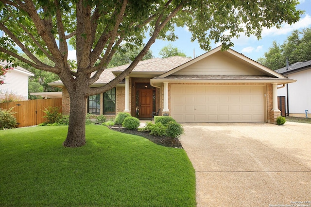 14630 Snip, San Antonio, TX 78248 - single story home featuring brick siding, a garage, concrete driveway, and a shingled roof