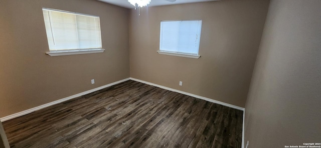 1826 Laven Dr, San Antonio, TX 78228 - spare room featuring dark wood-style floors and ceiling fan