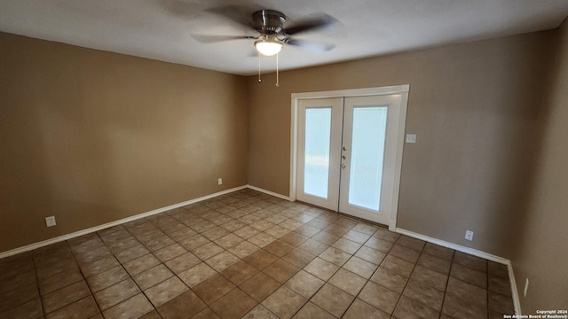 1826 Laven Dr, San Antonio, TX 78228 - empty room featuring french doors, ceiling fan, and tile patterned flooring
