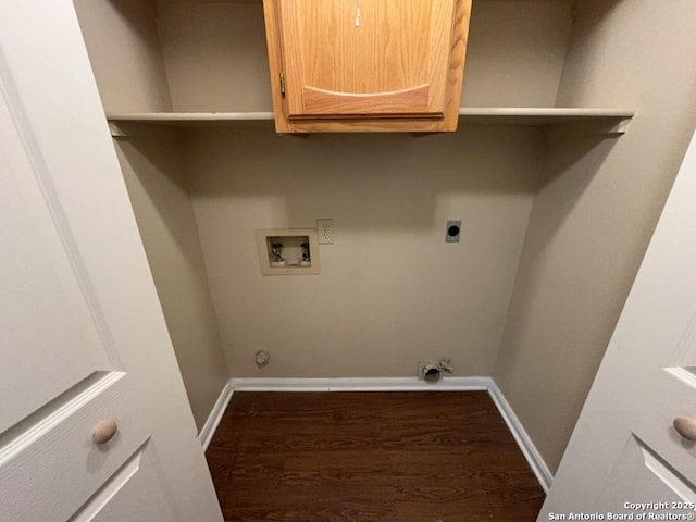 5103 Cabin Lake Dr, San Antonio, TX 78244 - laundry area with washer hookup, wood finished floors, and hookup for an electric dryer