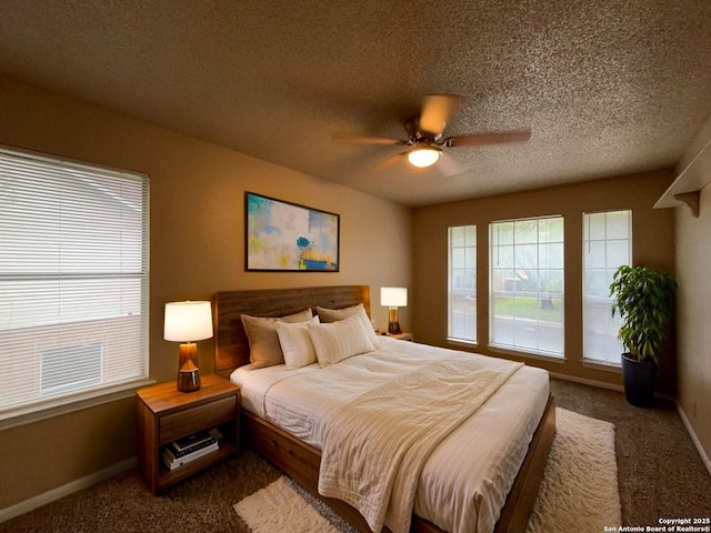 5103 Cabin Lake Dr, San Antonio, TX 78244 - carpeted bedroom featuring a textured ceiling and ceiling fan