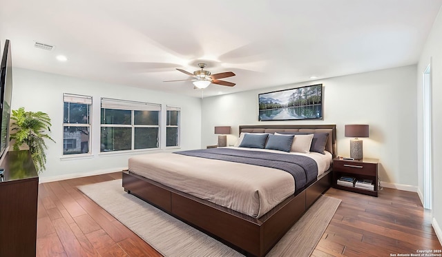 2530 Melrose Cyn, San Antonio, TX 78232 - bedroom featuring dark wood-style flooring, ceiling fan, and recessed lighting