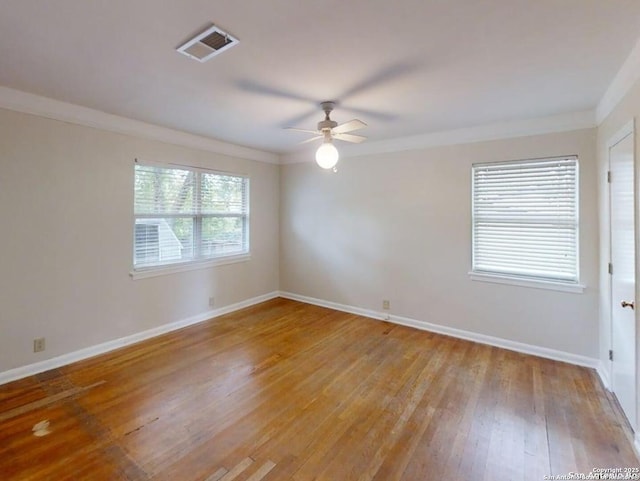117 Bryker, Terrell Hills, TX 78209 - unfurnished room featuring a ceiling fan, light wood finished floors, and crown molding