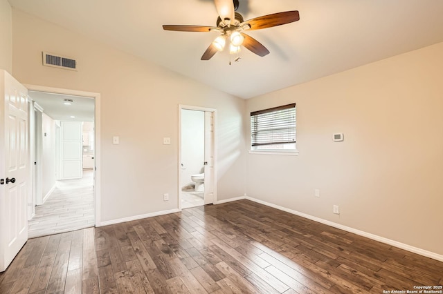 142 Winn, Universal City, TX 78148 - empty room with a ceiling fan, lofted ceiling, and dark wood-type flooring