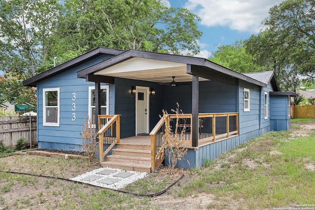 333 S Mesquite, New Braunfels, TX 78130 - view of front of property with a ceiling fan and a wooden deck